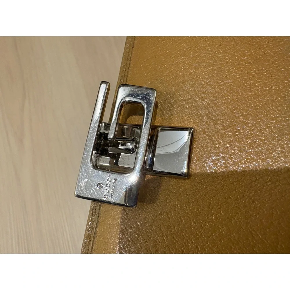 Gucci Mustard Yellow Pebbled Leather Bifold‎ Long Wallet Gold GG Logo